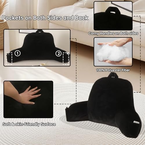 Large Plush Backrest Pillow for Sitting in Bed, Faux Fur - Image 5