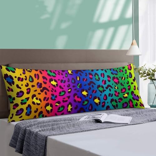 Rainbow Leopard Body Pillow Pillowcase Colorful Cheetah Long Body Pillow Cover - Image 5