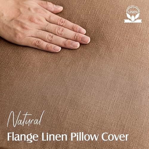 Foindtower Linen Solid Decorative Throw Pillow Covers 26x26 Light Brown - Image 2