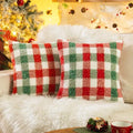 AQOTHES Red Green Plaid Christmas Throw Pillow Covers 20x20 Inch Set of 2 by AQOTHES