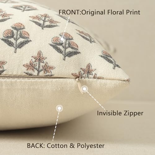 YCOLL Farmhouse Floral Pillow Covers 20x20 Set of 2, Rustic Country Decorative - Image 3