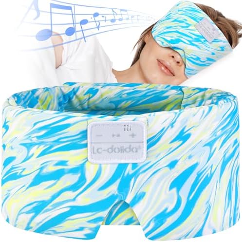 LC-dolida Sleep Mask with Bluetooth Headphones, Extra Large Silk Eye Mask by LC-dolida