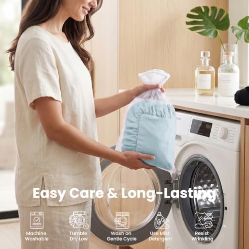Set of 2 Brushed Microfiber Ruffle Pillow Cases Body Size Baby Blue - Image 5