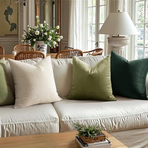 MIULEE Velvet Throw Pillow Covers 18x18 Inch Pack of 2 Army Green - Image 2
