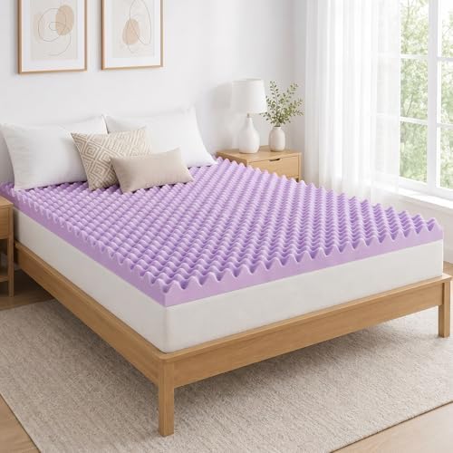 4 Inch Egg Crate Memory Foam Mattress Topper Queen, Pressure Relief by SageNest