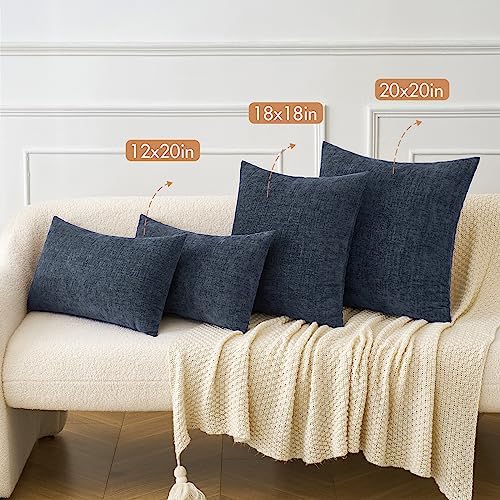 MIULEE Soft Chenille Throw Pillow Covers Dark Navy 18x18 Inch Pack of 2 - Image 4