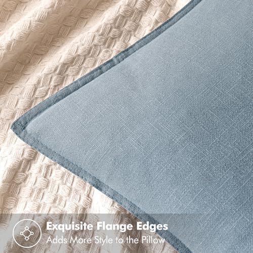 MIULEE Decorative Linen Euro Sham Pillow Covers 26x26 Blue Grey - Image 2