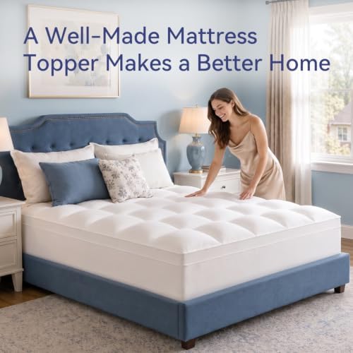 ELEMUSE Full XL Mattress Topper, Thick Pillow Top Bed Topper Mattress Pad - Image 6