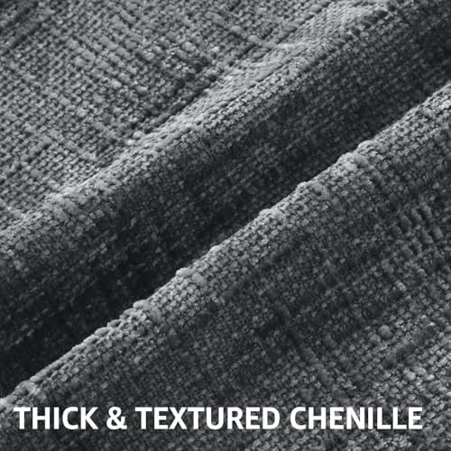 decorUhome Textured Chenille Throw Pillow Covers 24x24 Set of 2 Dark Grey - Image 2
