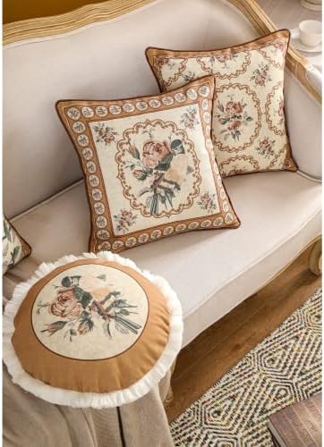 patdrea French Vintage Linen Pillow Cover, Diameter 16"-ParkerEstate D - Image 5