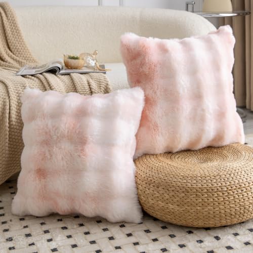 MADIZZ Pack of 2 Thick Plush Faux Wool Throw Pillow Covers Soft Boho Throw - Image 2