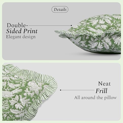 CPC Olive Green Ruffle Throw Pillow Covers - Image 2