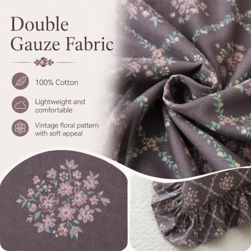 Floral Throw Pillow Covers 18x18, Dusty Mauve, Ruffle Trim, 2 Pack - Image 4