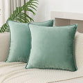 Velvet Sage Green Throw Pillow Covers 16”x16”Pack of 2 Soft Decorative by JIAHANNHA
