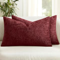 MIULEE Christmas Couch Pillow Covers Textured Chenille 12x20 Burgundy by MIULEE