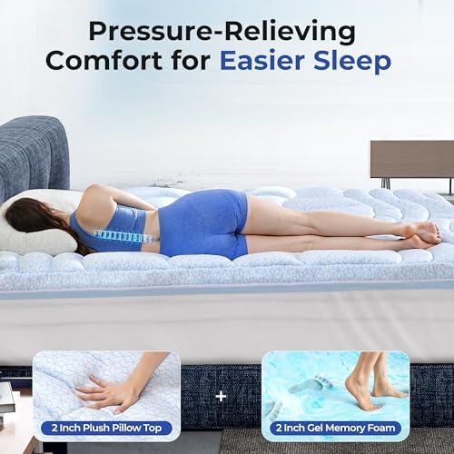HOMRELEXA Dual Layer 4 Inch Cooling Memory Foam Mattress Topper Twin Size - Image 5