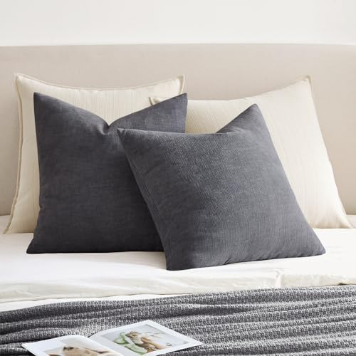 MIULEE Grey Chenille Couch Throw Pillow Covers - Image 4