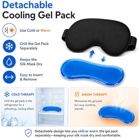 Cooling Sleep Mask with Mulberry Silk Surface & Removable Gel Pack - Image 2