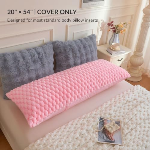 XeGe Luxury 3D Bubble Fluffy Faux Rabbit Fur Body Pillow Cover 20x54 - Image 3