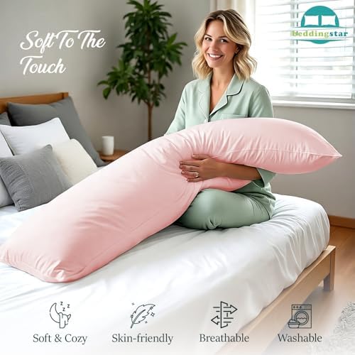 Body Pillow Cover 20x54 Blush Pink 100% Egyptian Cotton 600 Thread Count - Image 4