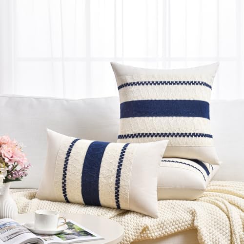 Fancy Homi Set of 2 Navy Blue Decorative Throw Pillow Covers 20x20 Inch - Image 6