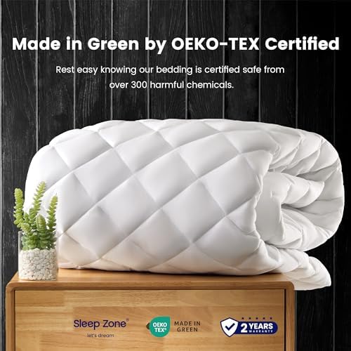 SLEEP ZONE Twin XL Mattress Pad, Quilted Fitted Mattress Topper Cover - Image 3