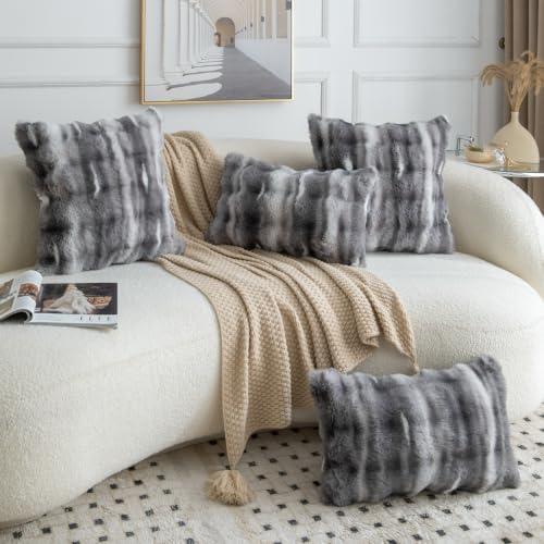 MADIZZ Pack of 2 Thick Plush Faux Wool Throw Pillow Covers Soft Boho Throw - Image 4