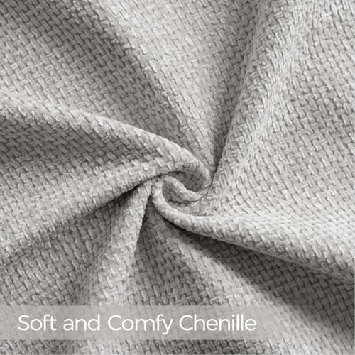 a moment Light Grey Chenille Throw Pillow Covers 16x16 Inch Pack of 2 Modern - Image 5