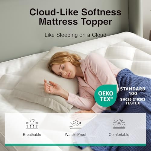 Novilla Full Mattress Topper, Extra Thick Pillow Top Down Alternative Pad - Image 2
