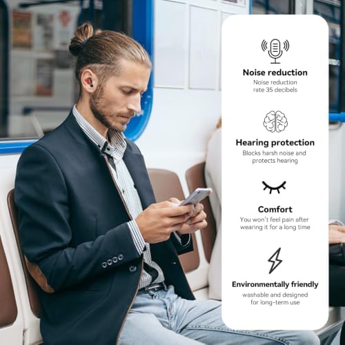 Silicone Sleep Ear Plugs, 35dB Noise Reduction Reusable Earplugs, Comfortable - Image 2