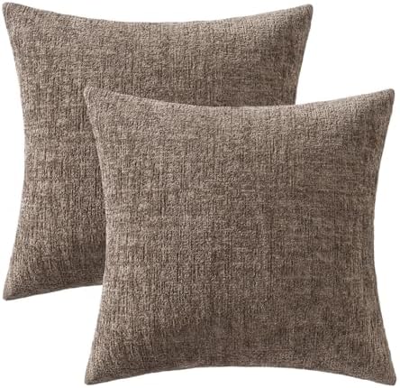 MIULEE Fall Couch Pillow Covers Textured Chenille 18x18 Taupe - Image 7