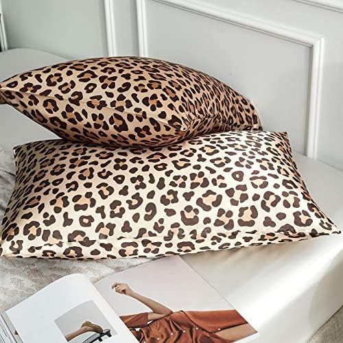 Glod Leopard Printed Pillow Cases, Queen Cheetah Satin Pillowcase - Image 5