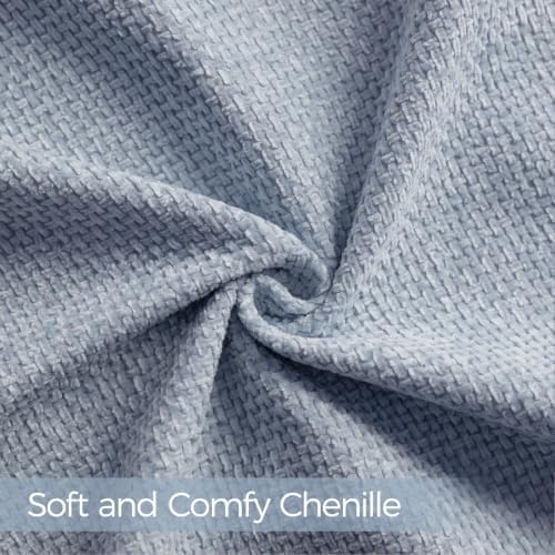 a moment Light Blue Chenille Throw Pillow Covers 22x22 Inch Pack of 2 Modern - Image 6