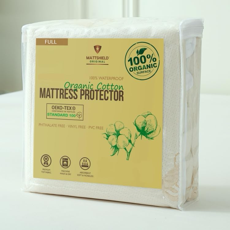 Deluxe Organic Crib Mattress Protector – Waterproof & Breathable Organic Cotton by MATTSHIELDORIGINAL