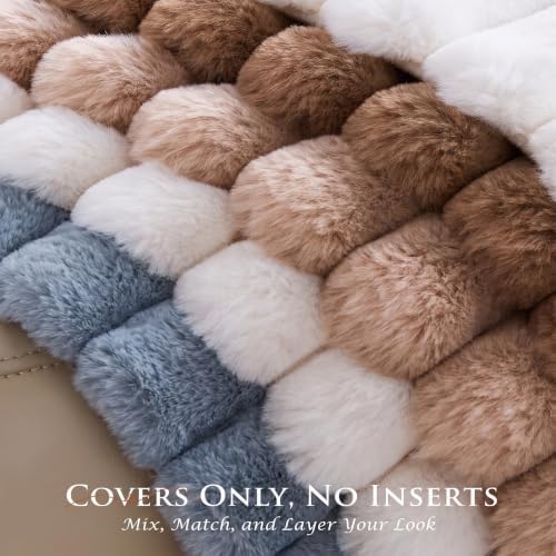 Set of 2 Decorative Throw Pillow Covers 20x12 Faux Fur Light Blue - Image 5
