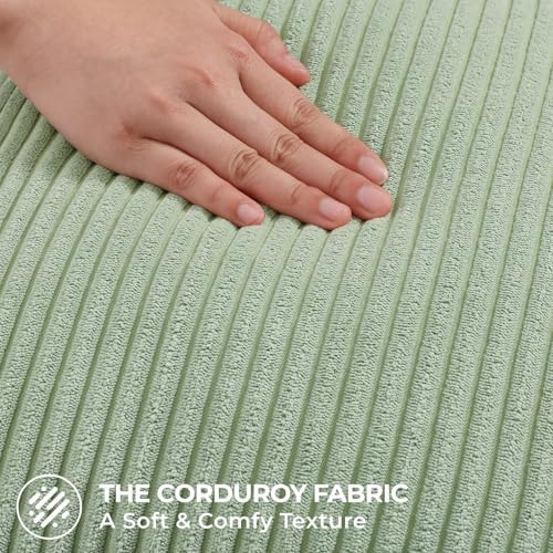 Mecatny Corduroy Decorative Throw Pillow Covers 26x26 Set of 2 Sage Green - Image 3