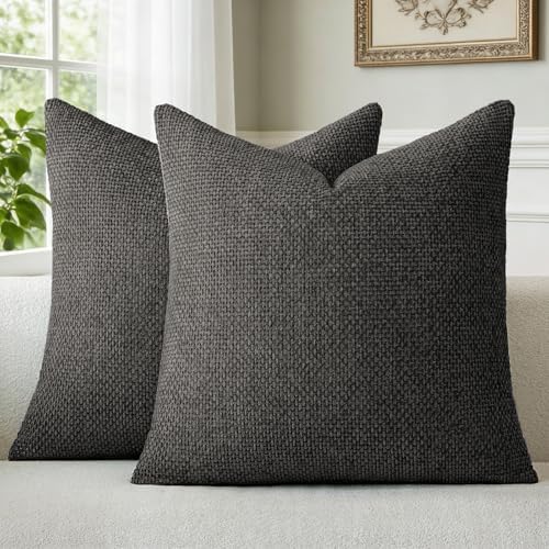 a moment Black Chenille Throw Pillow Covers 22x22 Inch Pack of 2 Modern by amoment