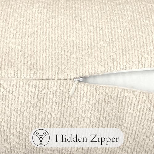 JoraLion 14x24 inch Boucle Lumbar Pillow Cover, Cream Woven Texture Neutral - Image 6