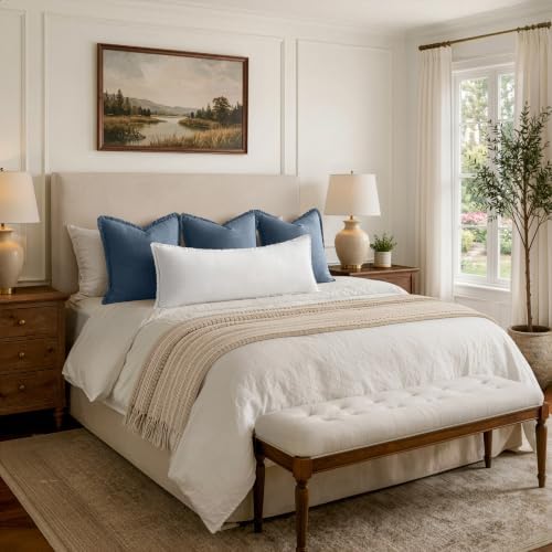 MIULEE 14x36 Long Linen Fringe Lumbar Pillow Covers Set of 1 White - Image 4