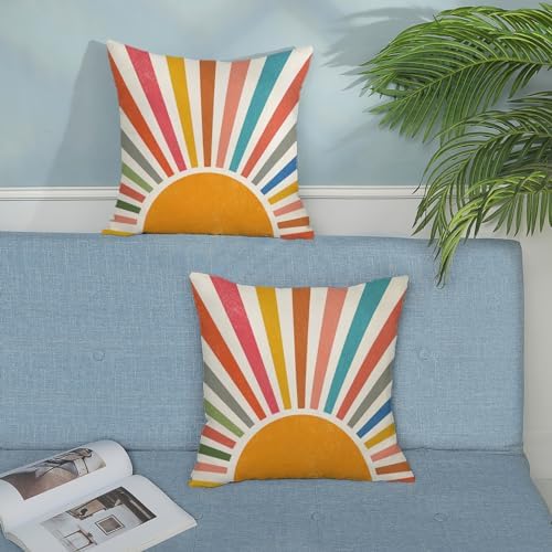 Summer Pillow Covers 20x20 Set of 2 Colorful Stripes Yellow Sunshine Throw - Image 4