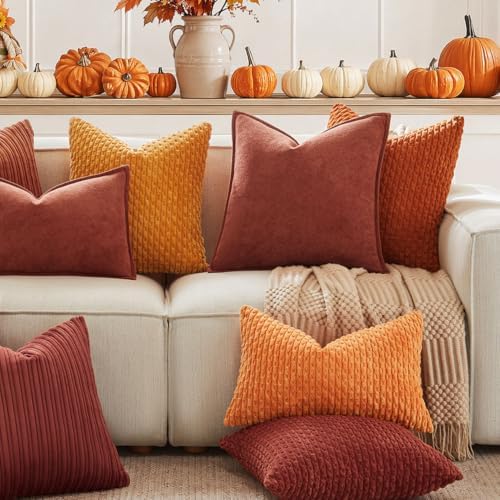 Kevin Textile Soft Corduroy 14"x24" Lumbar Pillow Cover 1 Pack, Burnt Brick - Image 5