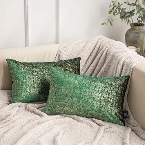 Phantoscope Pack of 2 Sparkling Velvet Decorative Throw Pillow Covers Soft Gold by Phantoscope