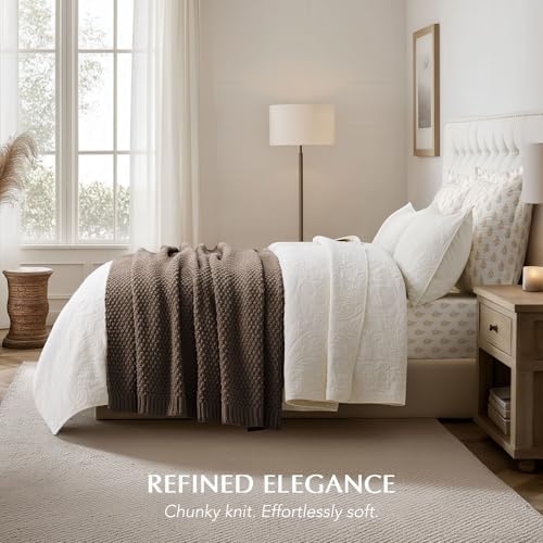 EVERGRACEHOME Chunky Chenille Knit Throw Blanket, 50 x 60, Cocoa Brown - Image 3