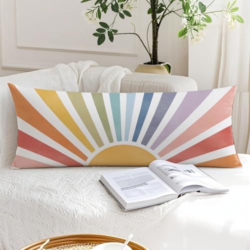 Boho Colorful Sun Sunshine 20x54 Body Pillow Cover, Boho Room Decor, Mid - Image 6
