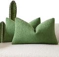 Foindtower Textured Boucle Lumbar Throw Pillow Covers 12x20 Forest Green by Foindtower