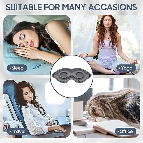 22mm Mulberry Silk Sleep Mask, 3D Lash Friendly Eye Mask Adjustable Gray - Image 5