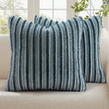 decorUhome Fall Faux Fur Throw Pillow Covers 18x18 Set of 2 Blue Grey by decorUhome
