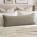 MIULEE Decorative Linen Lumbar Pillow Cover 14x36 Inch Tan Taupe by MIULEE