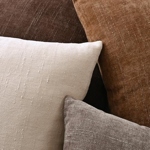 Set of 4 Soft Textured Decorative Throw Pillow Covers 24x24 Inch Cozy Farmhouse - Image 5