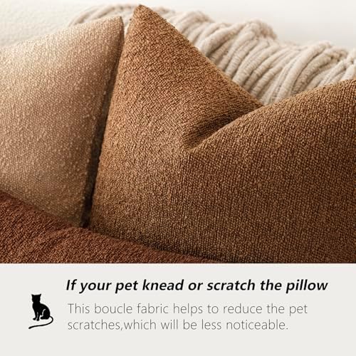 Foindtower Cozy Textured Boucle Lumbar Throw Pillow Cover 12x20 Hazel Brown - Image 4